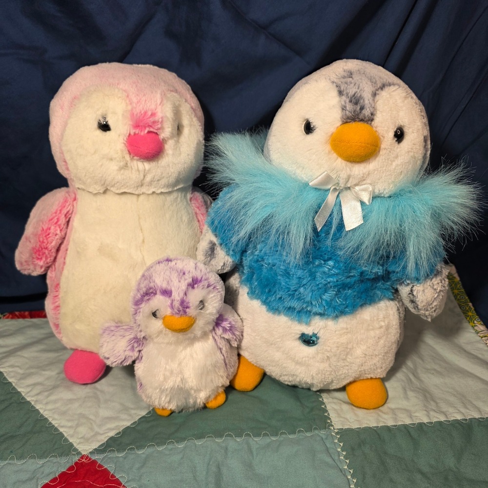 Aurora Destination‎ Nation Penguin Plush Family Lot Pink Blue Purple Mixed 5-11"